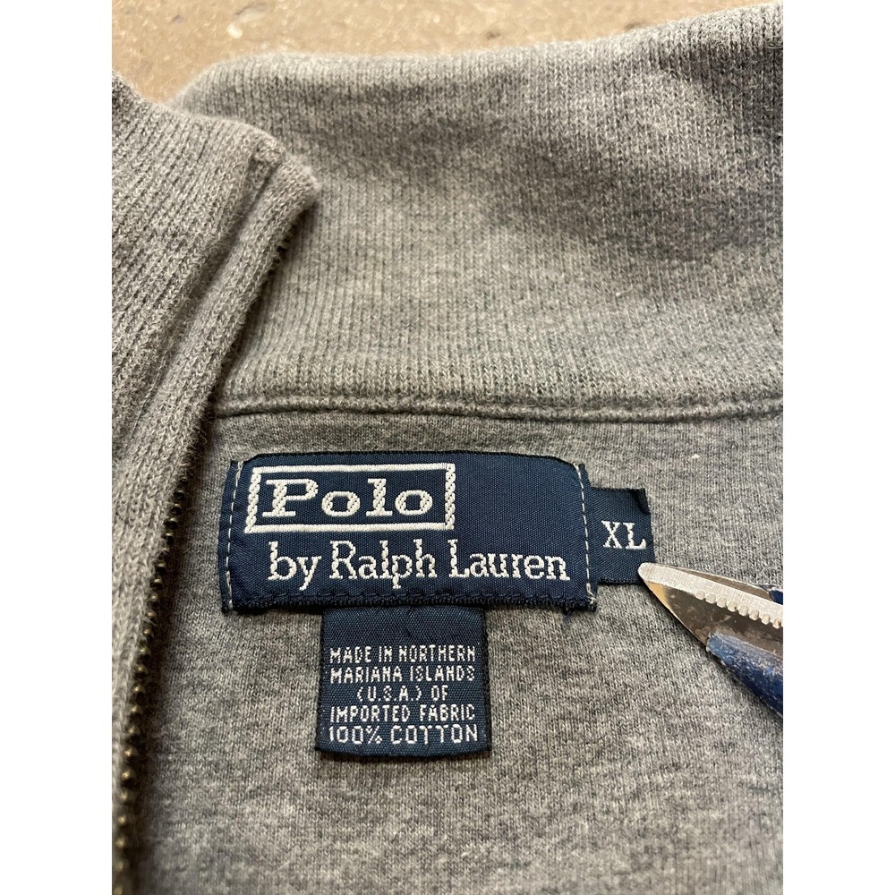 Polo Ralph Lauren Sweater Mens XL Gray Quarter Zip Mock Neck Pony Logo Pullover - Picture 6 of 16